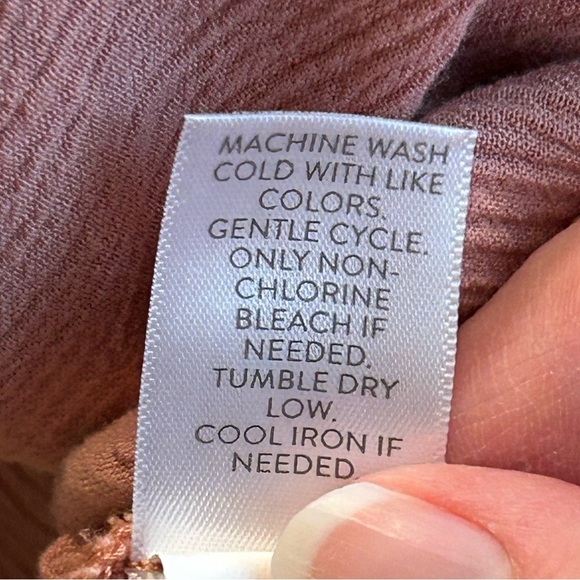 Pure Jill Peach Popover Blouse Sz S 3/4 Sleeves Gathers Casual Lightweight - Picture 6 of 6